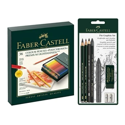 Image of Faber Castell 110092 Colouring Pencils Polychromos 36 Studio Box and Pitt Graphite Drawing Set