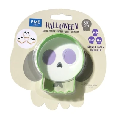 Image of PME Halloween Cookie Cutter with Stencils, Skull