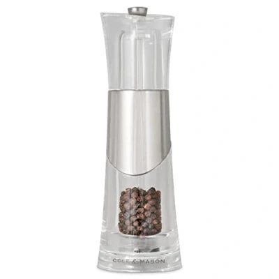 Image of Cole &amp; Mason H57271P Bobbi Pepper Mill, Precision+, Chrome/Acrylic, 185 mm, Single, Includes 1 x Grinder