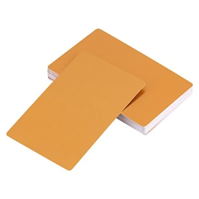 Image of 50Pcs Metal Business Cards Blank Laser Engraved Aluminium Alloy Thickness for Customer DIY Gift 5 Colors (Optional)(Yellow)