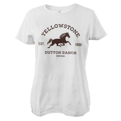 Image of Yellowstone Officially Licensed Dutton Ranch Montana Women T Shirt (White), Small