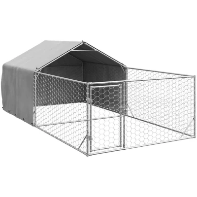 Image of vidaXL Outdoor Dog Kennel with Run 5x2x1.5 m Galvanised Steel