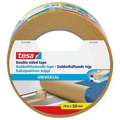 Image of tesa UK 56172 00004 11 Strong Double Sided Adhesive Tape for Fixing Carpets, 25 m x 50 mm