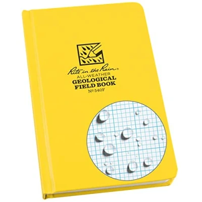 Image of Rite in the Rain Waterproof Paper Geological Notebook Side Hard Bound Fabrikoid Cover White/Yellow 160 Pages 80 Sheets 20 reference includes conversion charts 4.75 x 7.5 .5 Inches