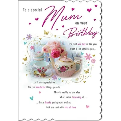 Image of Piccadilly Greetings Traditional Birthday Card Mum 9 x 6 inches, A20181