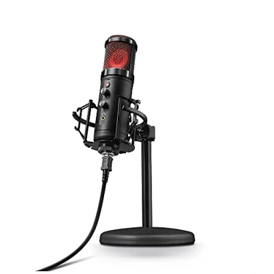 Image of Trust GXT 256 Exxo Gaming Microphone, USB Powered Microphone for PC, 1.8 Cable, Illuminated Grille, Streaming, Gaming, YouTube, PS4, Laptop and PC Black