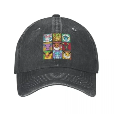 Image of WVVCXCC Unisex and Fashionable Pop Eeveelutions Eevee Poke mons Japan Anime Baseball Cap Casual Distressed Cotton Sun Outdoor Activities Caps Hat Sports Gifts
