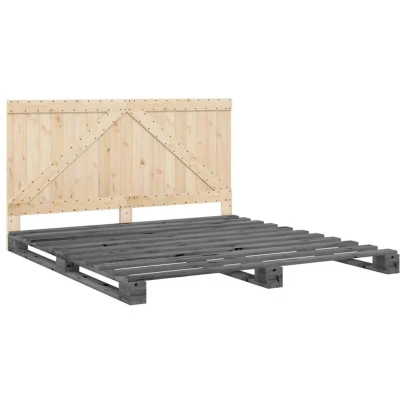 Image of vidaXL Bed Frame without Mattress Grey 200x200 cm Solid Wood Pine