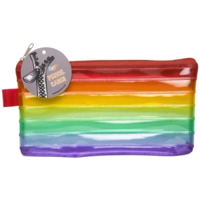 Image of 1 x Standard (20cm 12cm) Multi Coloured Pencil Cases Rainbow Pen Zipper PP Bag