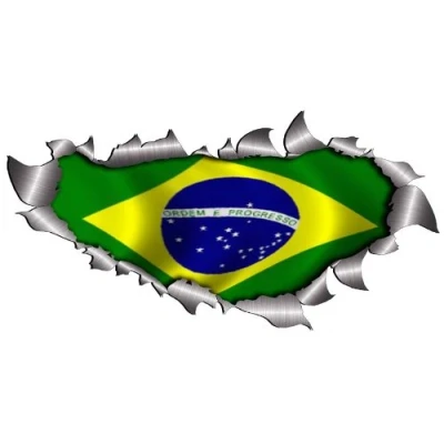 Image of Small Single Flag Of Brazil Metal Rip Open Sticker