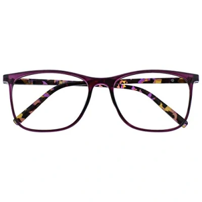 Image of OPULIZE Arc Reading Glasses Stylish Slim Square Frame Spring Hinges Scratch Resistant Purple Patterned Arms Mens Womens R66 5 +3.50