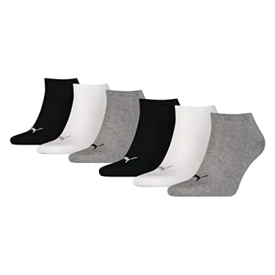 Image of Puma Unisex Sneaker Plain 6 PACK Sports socks, Size: 8, Black/grey