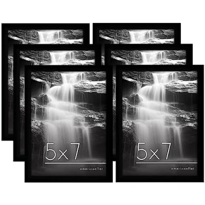 Image of Americanflat 7x5 Photo Frames in Black Set of 6 Gallery Wall Picture Frame with Shatter resistant Glass Horizontal and Vertical Formats for Tabletop