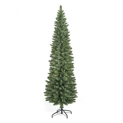 Image of 8ft Green Pine Pencil Slim Artificial Christmas Tree with 460 Branch Tips (click to see more sizes)