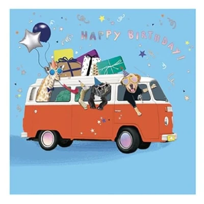 Image of Paperlink Male Birthday Card General Funny for Men/Boys Campervan Party Animals Eco Friendly and Recyclable, 155 x mm