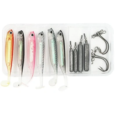 Image of Milepetus Drop Shot Rig Fishing Accessories Kit for Bass, Perch Walley Fishing,Including Weight,Soft Minnow Bait,Drop Hooks