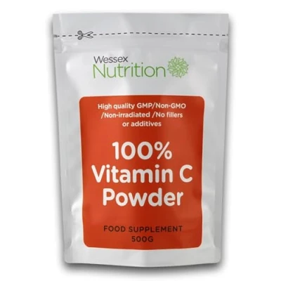 Image of Pure Vitamin C Powder 100% Ascorbic Acid Powder, Pharmaceutical Grade Nothing Added, Non GMO &amp; Made in The UK (500g).
