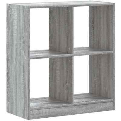 Image of vidaXL Bookcase Bookshelf Rack Storage Cabinet 68.5 x 32 75 cm Grey Sonoma Engineered Wood Modern Freestanding Book with 4 Spacious Compartments for Home &amp; Office