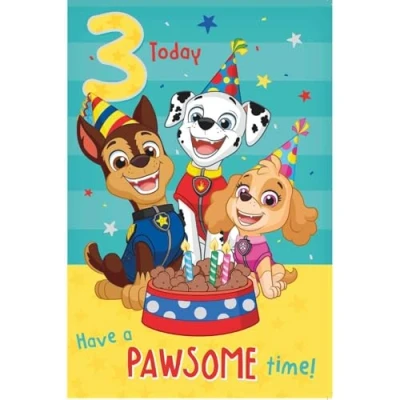 Image of Paw Patrol Birthday Card Age 3