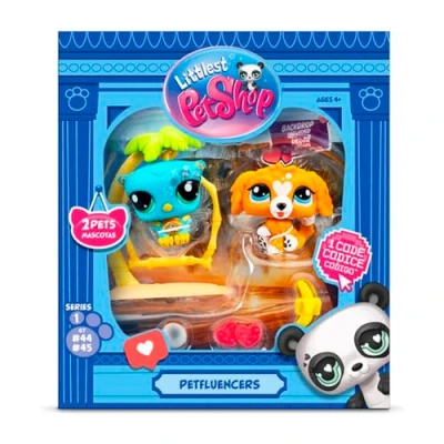 Image of BANDAI Littlest Pet Shop Petfluencer Sunset Pals Set Contains 2 LPS Mini Toys 4 Accessories 1 Backdrop Collector Card And Virtual Code Collectable For Girls Boys