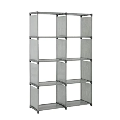 Image of YORKING 5 Tier Modern Book Shelves 125cnx80cmx30cm Storage Shelf Tubes Bookcase Display Shelving Units 8 Cube Unit Canvas Wardrobes for Bedroom Living room Kitchen(Gray)