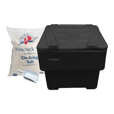 Image of BritishBins Black 60 ltr Grit Salt Bin With 25Kg and Scoop