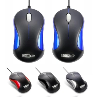 Image of SOONGO Laptop Mouse 2 Pack Suitable for Office and Home Use Compatible computers, laptops, desktops, Windows 7/8/10/XP/11, Vista Mac blue