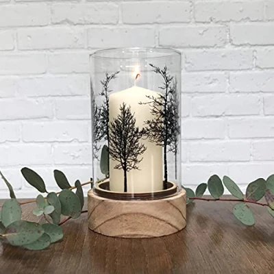 Image of Beautiful Tree Design Decorative Tealight Candle Holder Glass Cylinder Tea Light Holders Lanterns 19cm