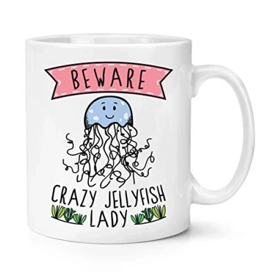 Image of Beware Crazy Jellyfish Lady 10oz Mug Cup