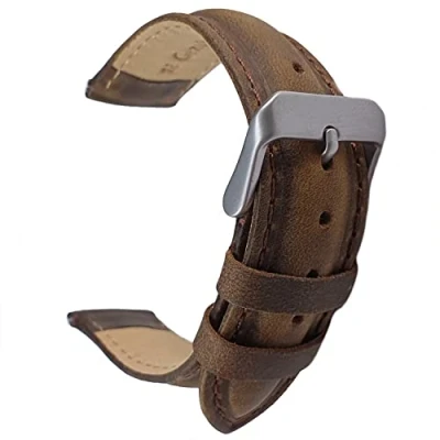 Image of Talk Time Genuine Suede Leather Padded Watch Strap Brown 20mm