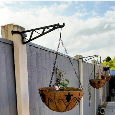 Image of HowseHold Hanging Basket Brackets for Concrete Posts 4 Pack supports Easy Fill baskets
