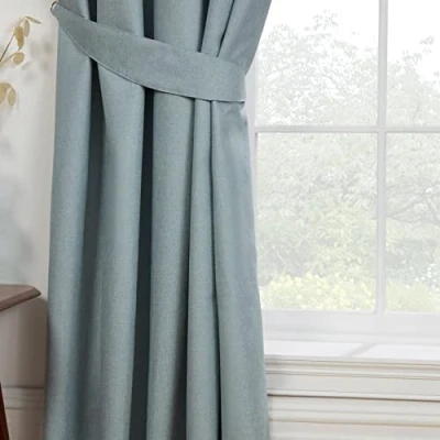 Image of Sundour Eclipse Blackout Pencil Pleat Curtains Duck Egg Blue 46x90 Fully Lined Curtain Taped Top