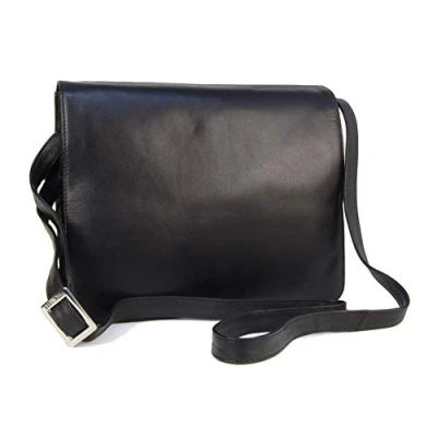 Image of VISCONTI Women&#039;s Medium Leather Cross Body Bag Office Work Messenger A5 Multiple Pockets Adjustable Shoulder Strap TESS 754 Black