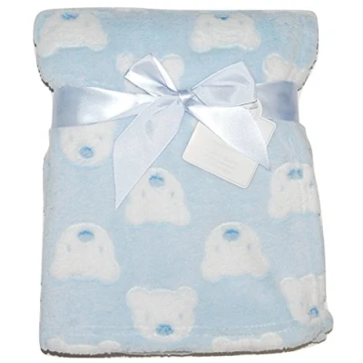 Image of Baby Boy Soft Fleece Wrap Blanket Pram Cot Crib Moses Basket Blue Teddy