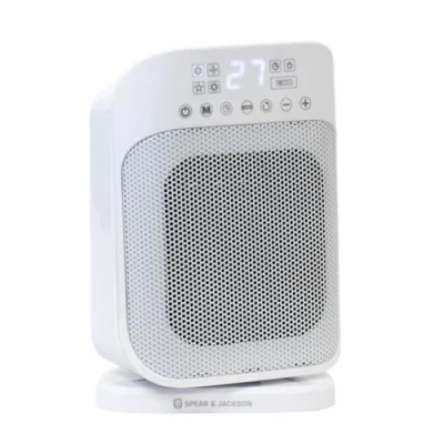 Image of Spear &amp; Jackson 38885 Digital PTC Fan Heater with LED Display/Cooling and Eco Mode/Oscillating Timer Function / 29 x 19 14cm 1500W