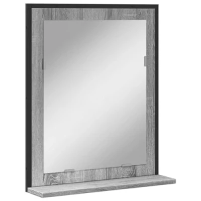 Image of vidaXL Sonoma Bathroom Mirror and Shelf Grey Engineered Wood
