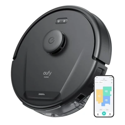 Image of eufy L60 Robot Vacuum Cleaner, Ultra Strong 5,000 Pa Suction to Remove Hair, Dust, iPath Laser Navigation, for Deep Floor Cleaning, Ideal Hard Floors (Renewed)