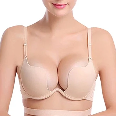 Image of Nature Women&#039;s Essentials Deep U Multi Way Push Up Plunge Bra (Apricot 34D) Nude