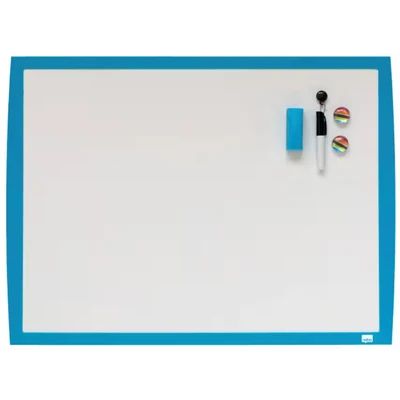 Image of Nobo Small Magnetic Whiteboard, Vibrant Frame, Wall Mountable, Includes Matching Accessories, Home/Office, 585 x 430 mm, Blue, 2104176