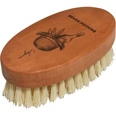 Image of Seven Potions Vegan Beard Brush for Men — 100% Sisal Plant Fibre &amp; Pear Wood Firm Bristles to Gently Tame/Soften/Exfoliate Natural, Non Synthetic