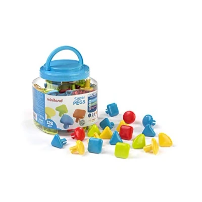 Image of Miniland Miniland95022 Super Pegs Jar 95022, Multi Color