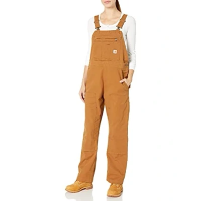 Image of Carhartt Women&#039;s Rugged Flex Loose Fit Canvas Bib Overall, Brown, S