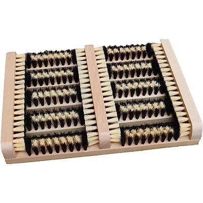 Image of Wooden Outdoor Doormat Boot Scraper Outside Shoe Scrubber Brush Cleans Deep Removes All Dirt, Snow, Mud and Sand.
