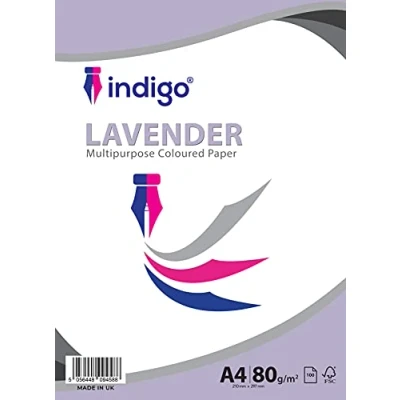 Image of Indigo® A4 80gsm Coloured Paper Origami Assorted Multi Colour for Art &amp; Craft Sheets (Lavender, 50 Sheets)