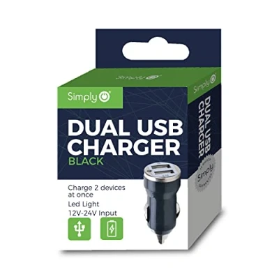 Image of 26x Simply Black Dual USB Car Charger ICDC01