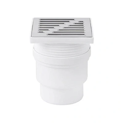 Image of Adjustable Sewage Drain 100mm x / 50mm Straight Pipe Connection Floor Waste Square Trap Shower Wet Room