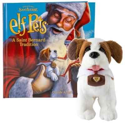 Image of Elf on the Shelf Pets A Saint Bernard Tradition Includes Beautifully Illustrated Hardbound Storybook, Huggable Pet St. Plush Animal with Barrel Charm &amp; Official Adoption Certificate