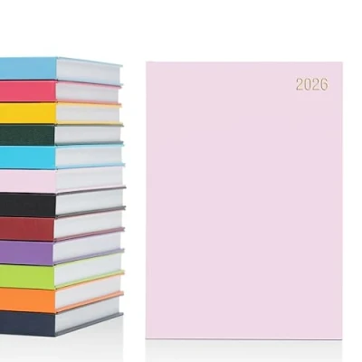 Image of evelay 2026 Diary A4 A5 Day to Page Hardback Full Year Planner Organiser Journal (A5 a Day, Pink)