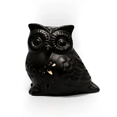 Image of JJA Wax Burner, Owl Ceramic Melt Oil Diffuser, Melts, Room Décor, Essential Oils, Home Decor, Aromatherapy Air Fresheners, (Black) N1823B