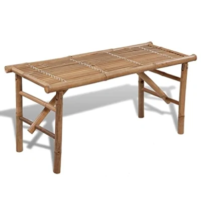 Image of vidaXL Classic Folding Bamboo Bench Brown Portable Weather Resistant Outdoor Furniture with Easy Maintenance, For Gardens, Patios and Indoor Spaces